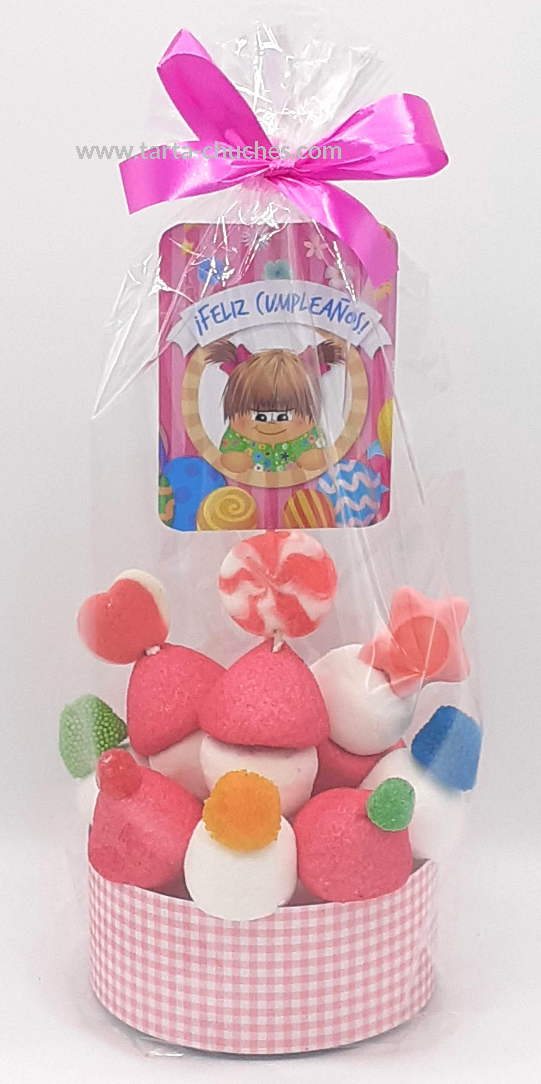 TARTA CHUCHES MINI ALTA ROSA "FELIZ CUMPLEAÑOS"
