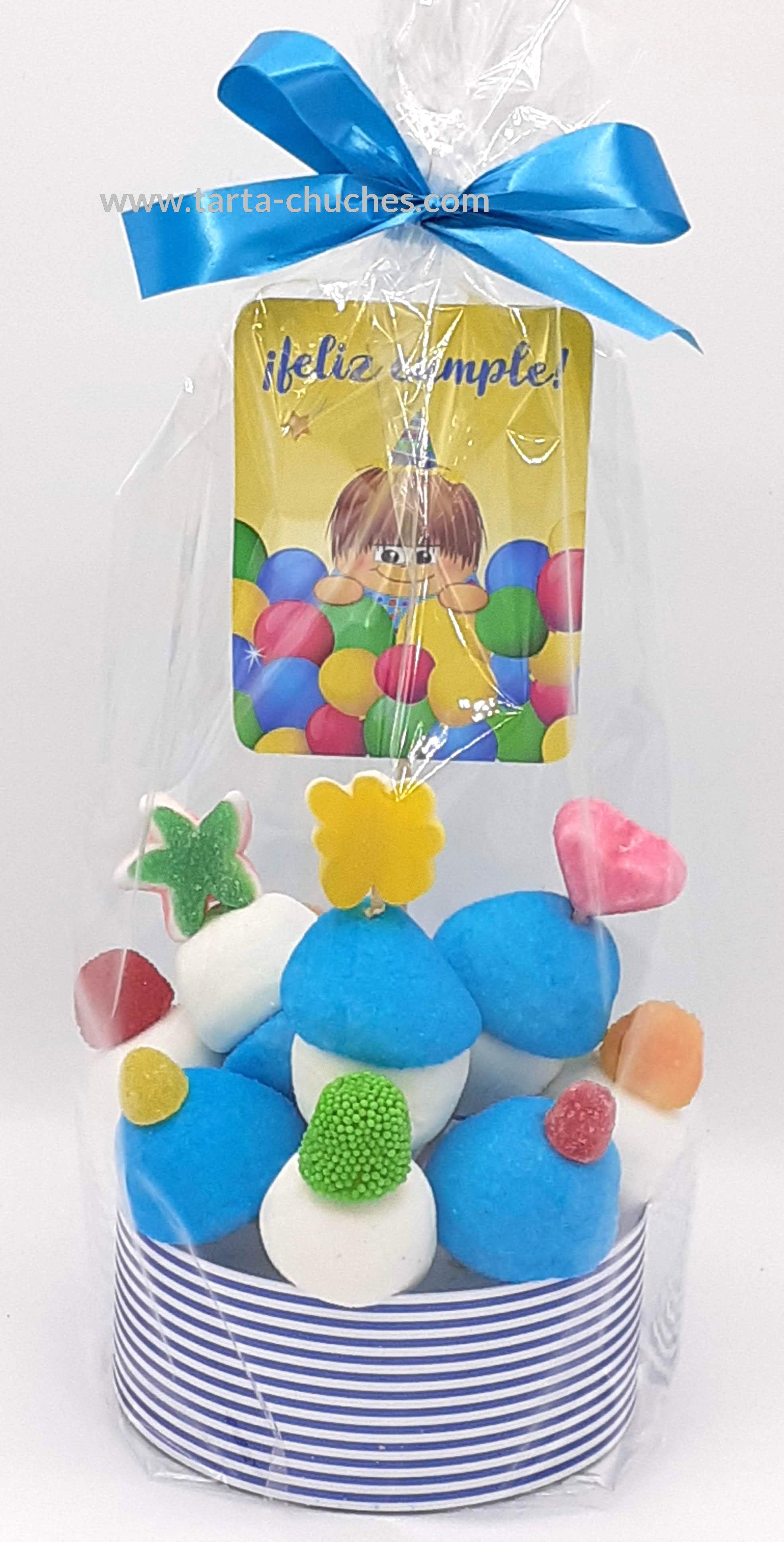 TARTA CHUCHES MINI ALTA AZUL OSCURO "FELIZ CUMPLE"