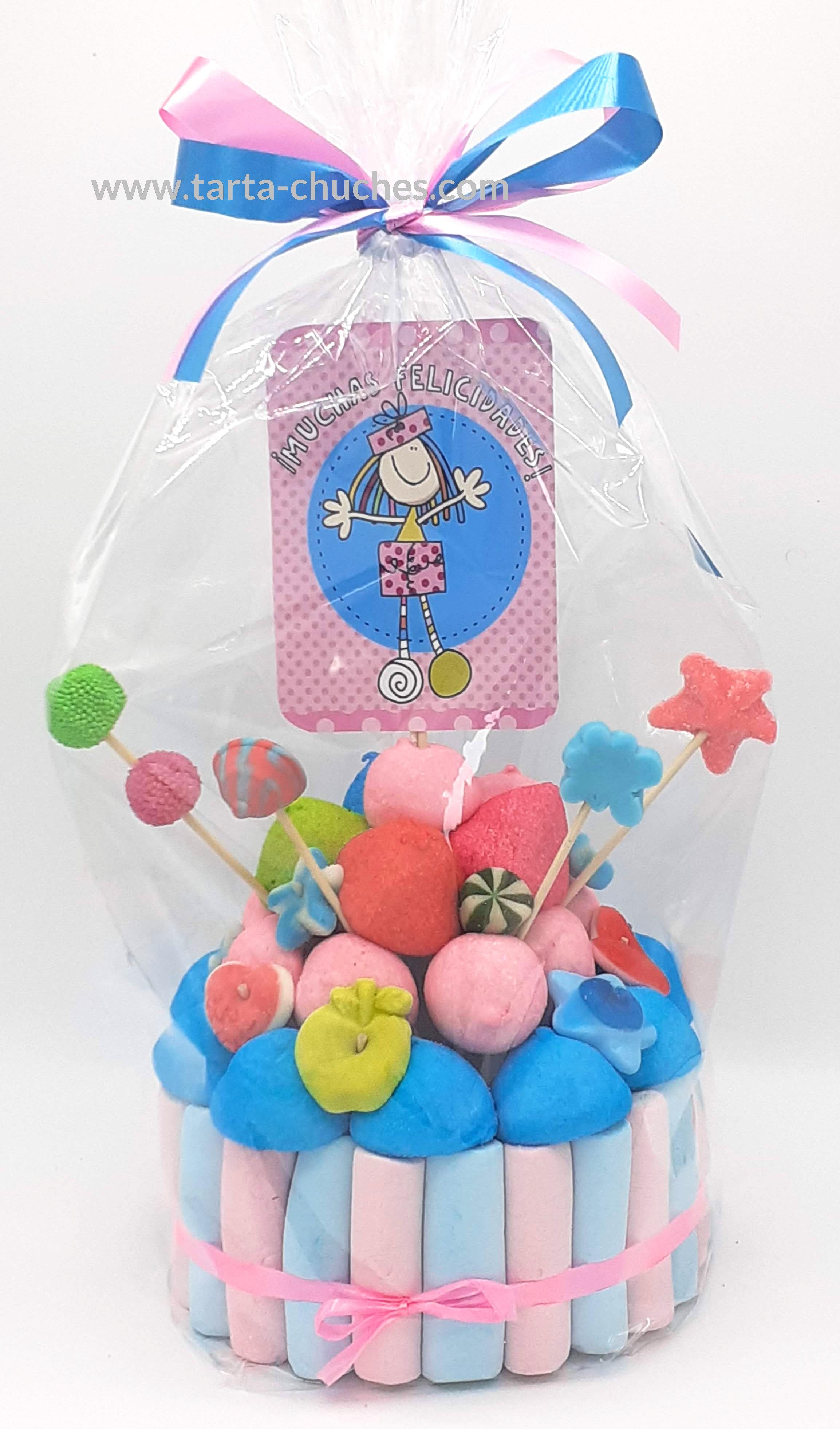 TARTA CHUCHES PEQUEÑA ROJA "MUCHAS FELICIDADES"