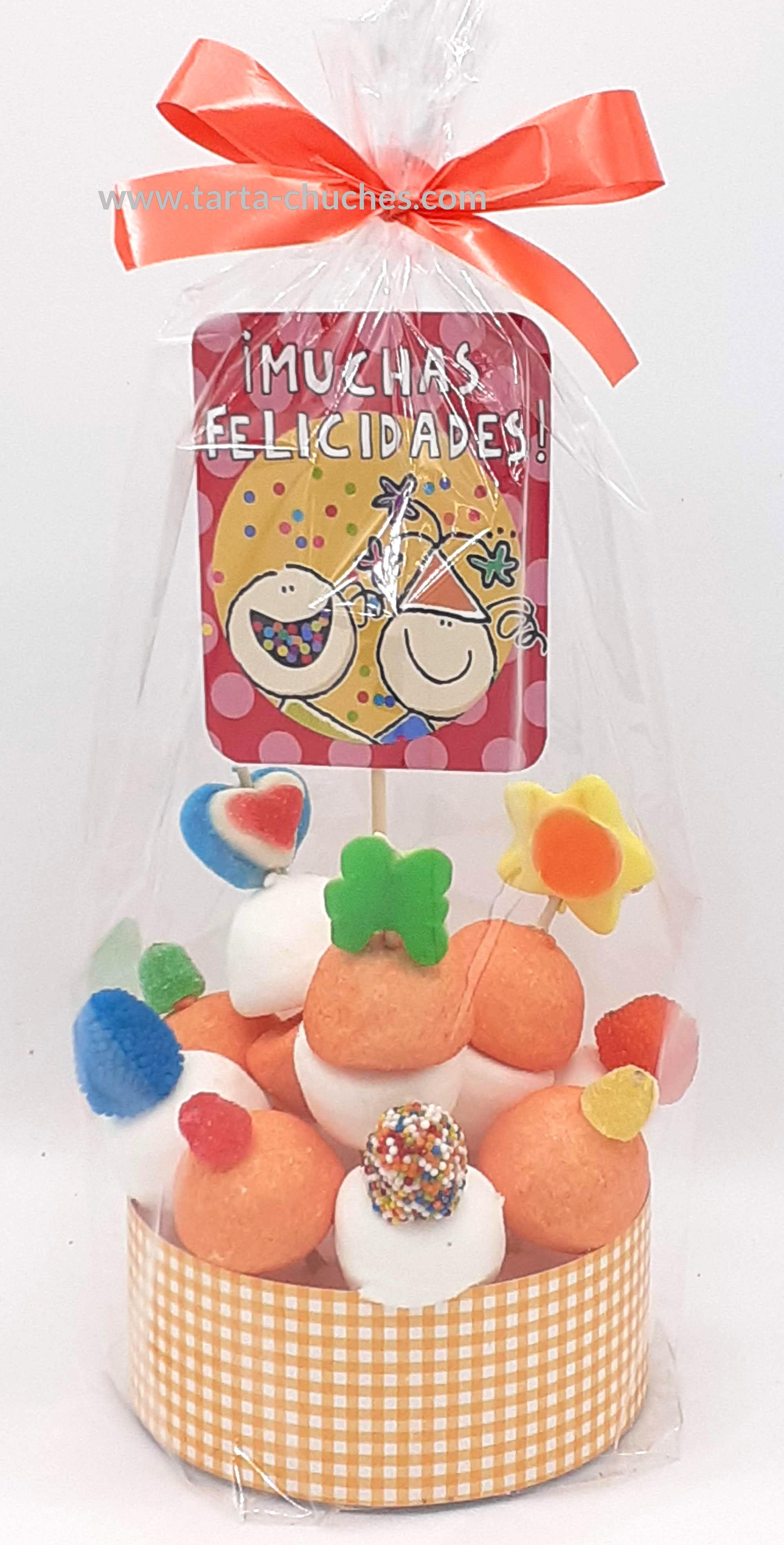 Tarta chuches mini alta "Muchas felicidades" J