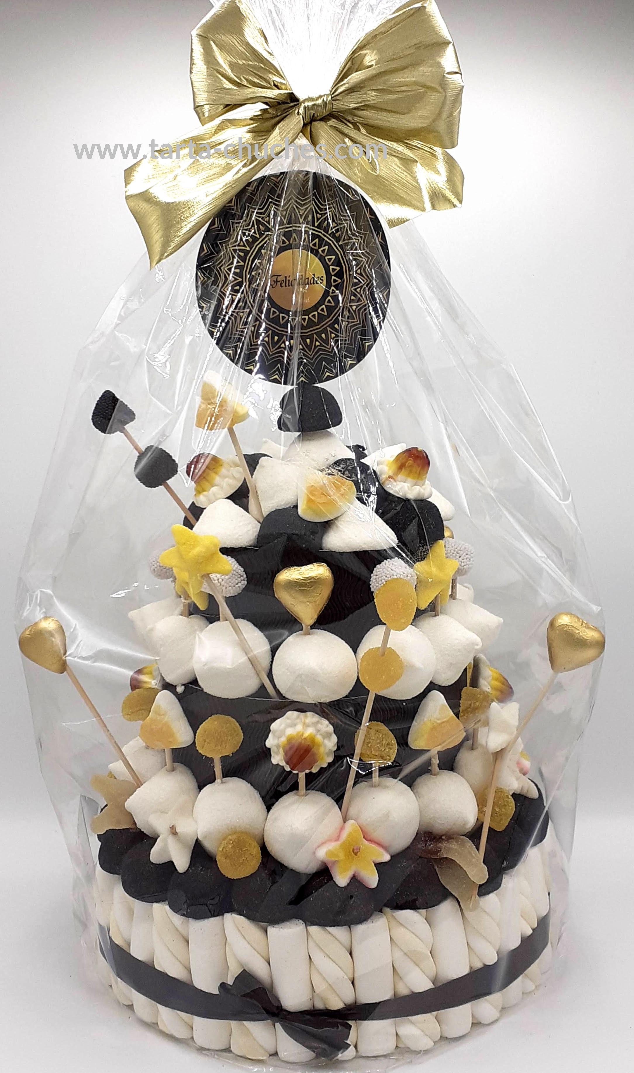 Tarta Chuches Grande "Felicidades" Negro-Dorado