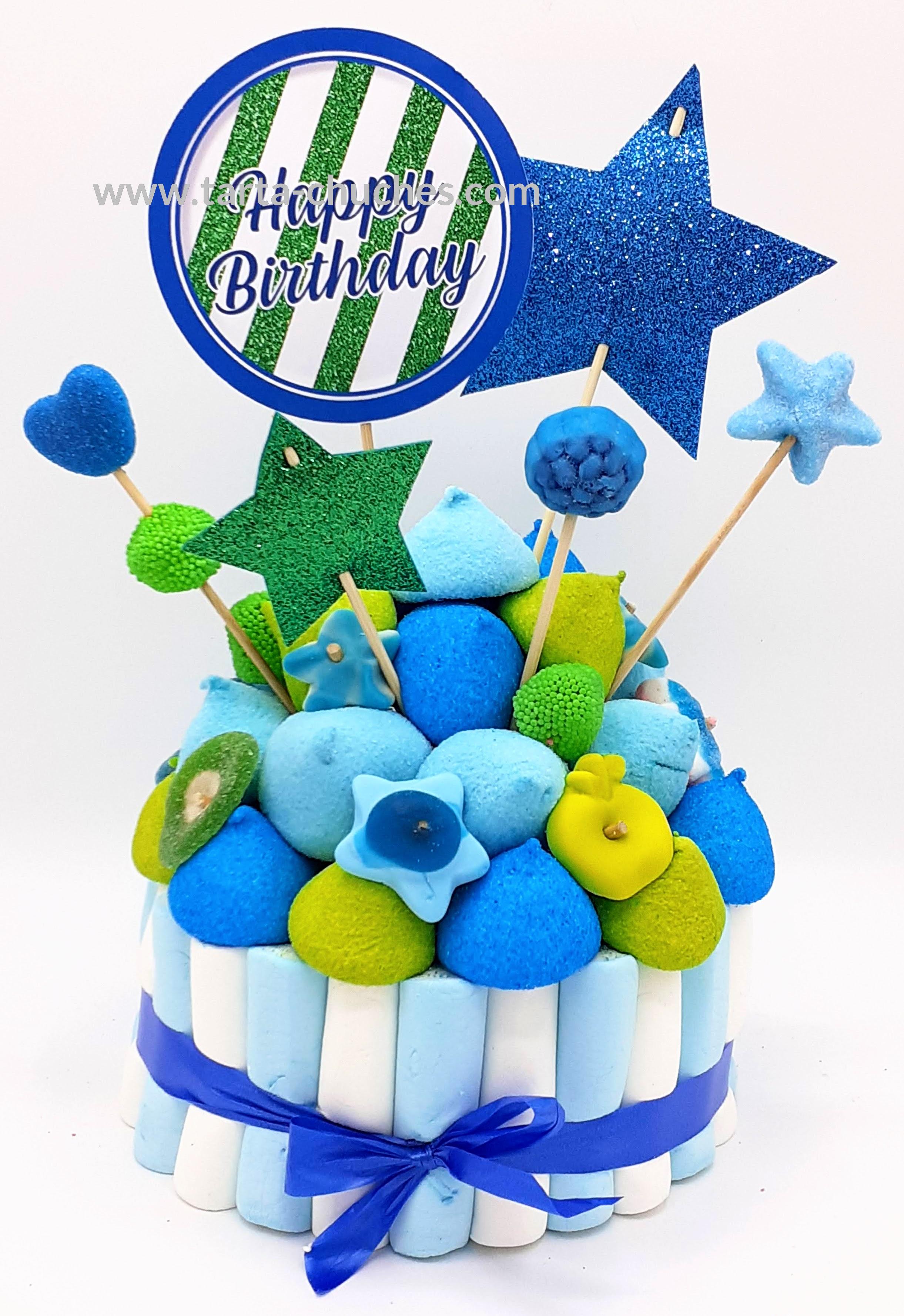 Tarta Chuches Pequeña Estrellas Azul-Verde