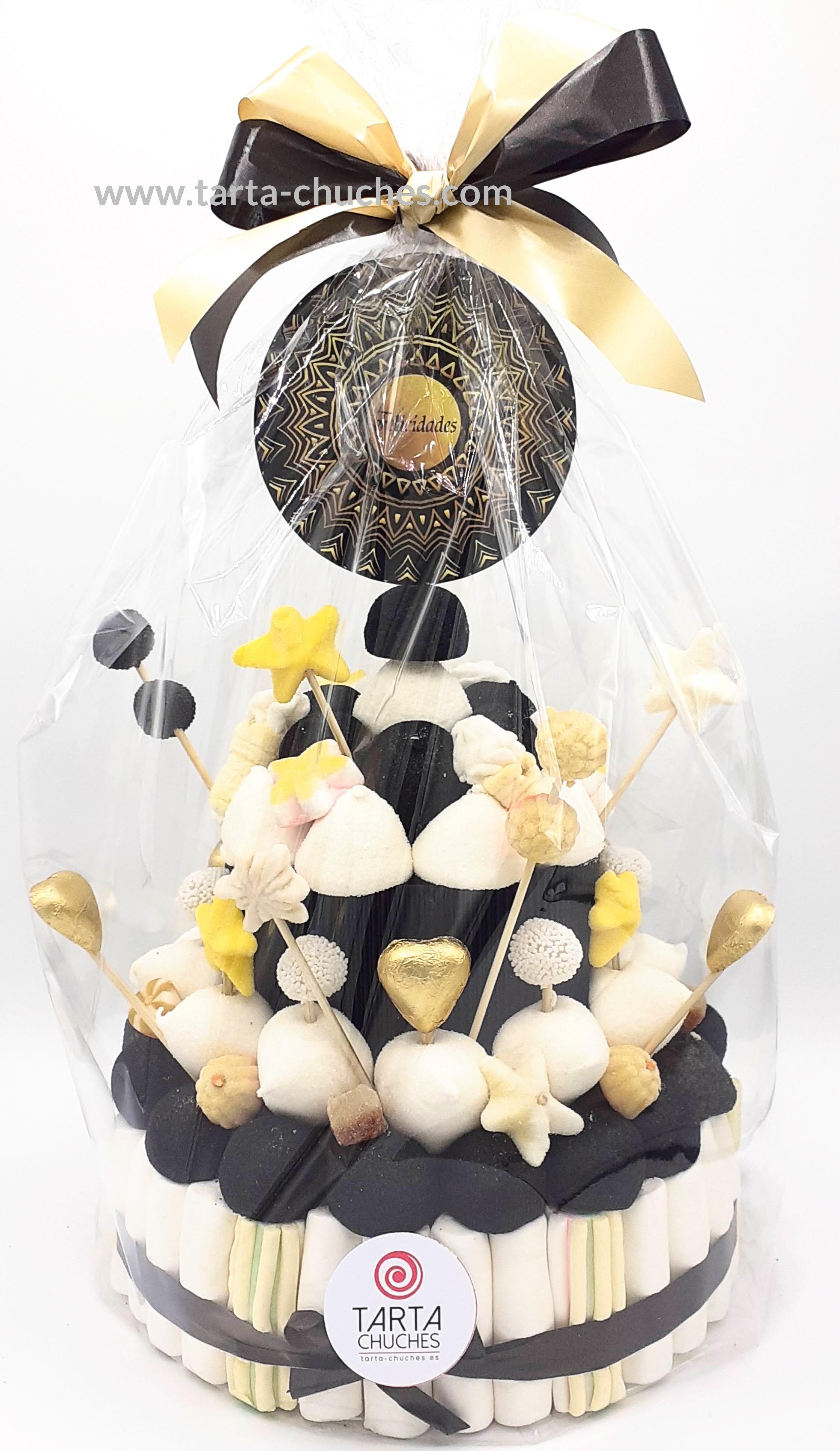 Tarta Chuches Mediana "Felicidades" Negro-Dorado