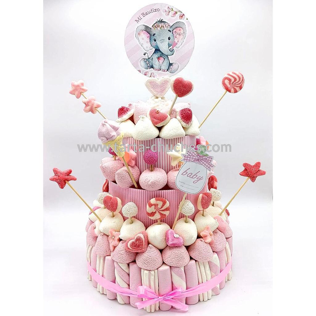 Tarta Chuches Grande Bautizo Niña Elefante