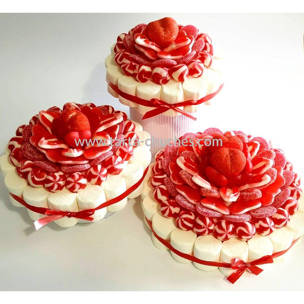 Tarta Chuches Plana Mediana Rojo-Blanco