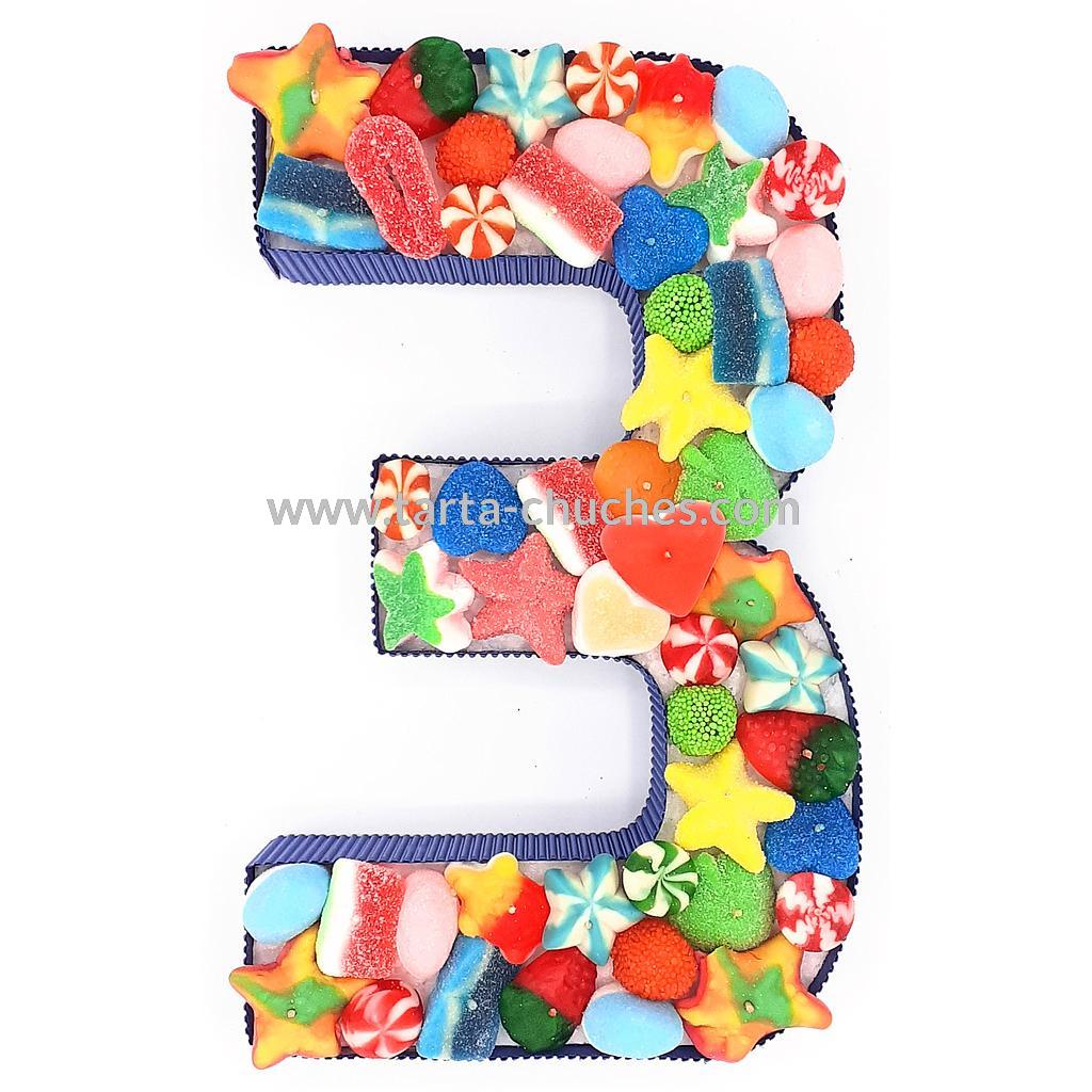 Numero con Chuches "3" años Multicolor