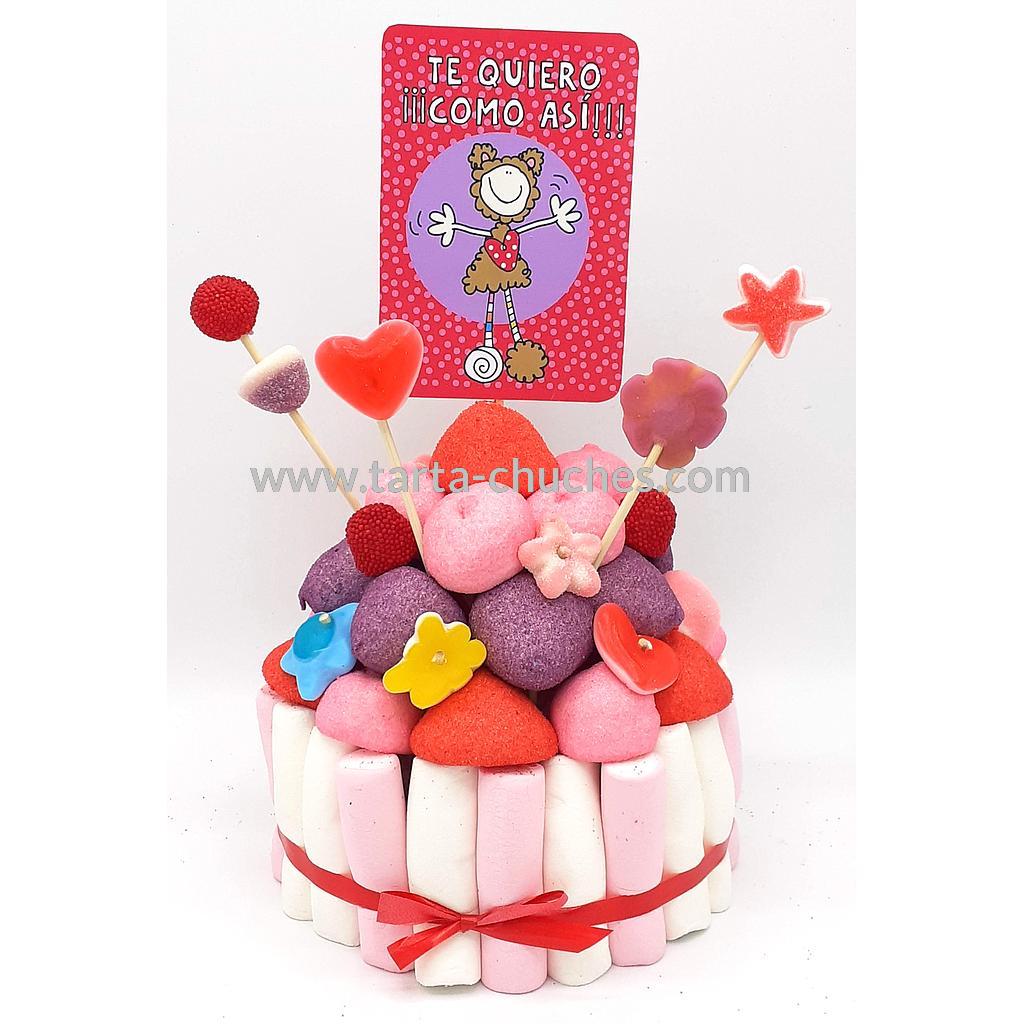 Tarta Chuches Pequeña "Te quiero como asi" Rojo