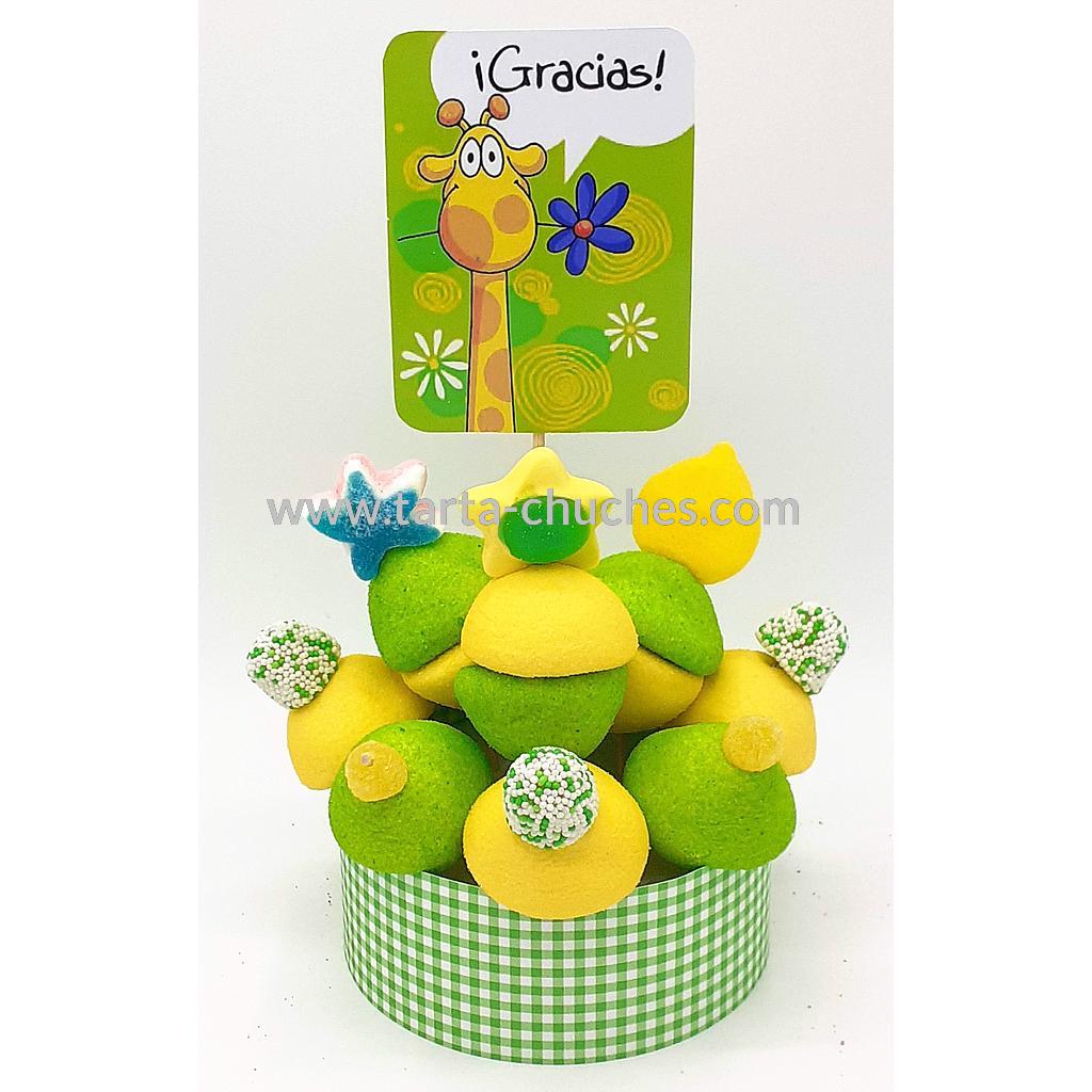 Tarta Chuches Mini Alta &quot;Gracias&quot; Verde-Verde