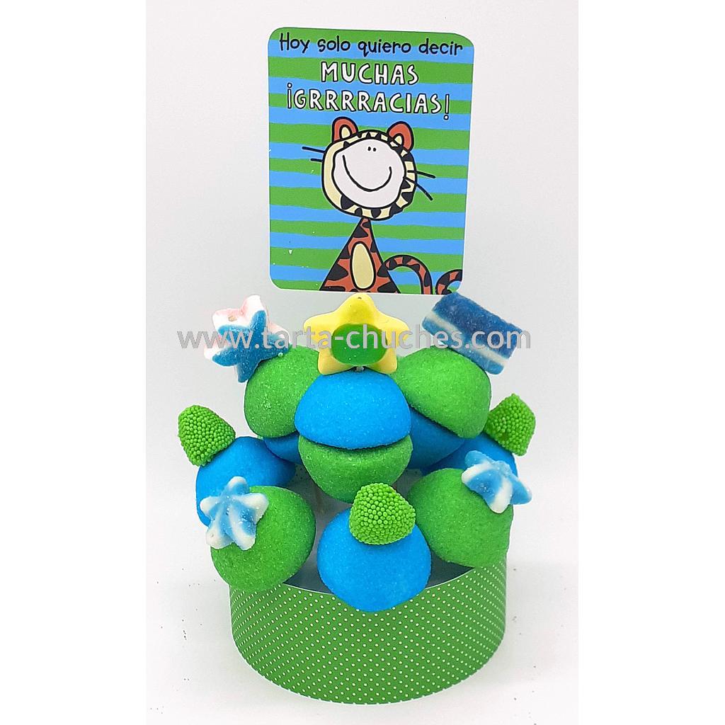 Tarta Chuches Mini Alta "Hoy solo quiero decir. Muchas gracias" Verde-Verde