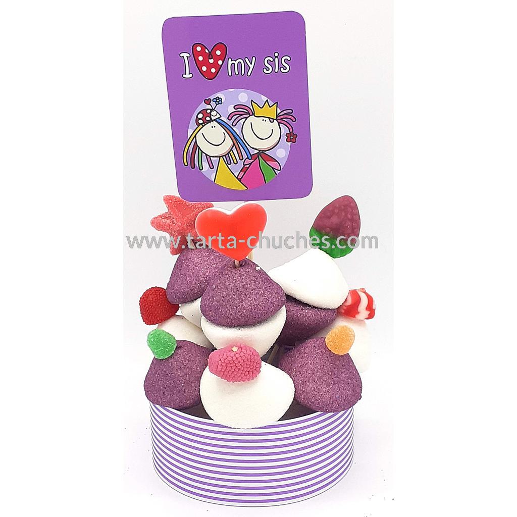 Tarta Chuches Mini Alta "I love my sis" Morado-Morado
