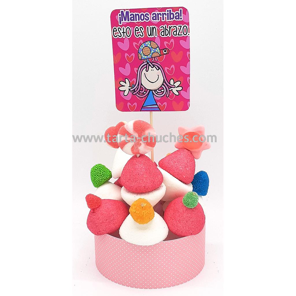 Tarta Chuches Mini Alta "Manos arriba. Esto es un abrazo" Rosa-Fucsia