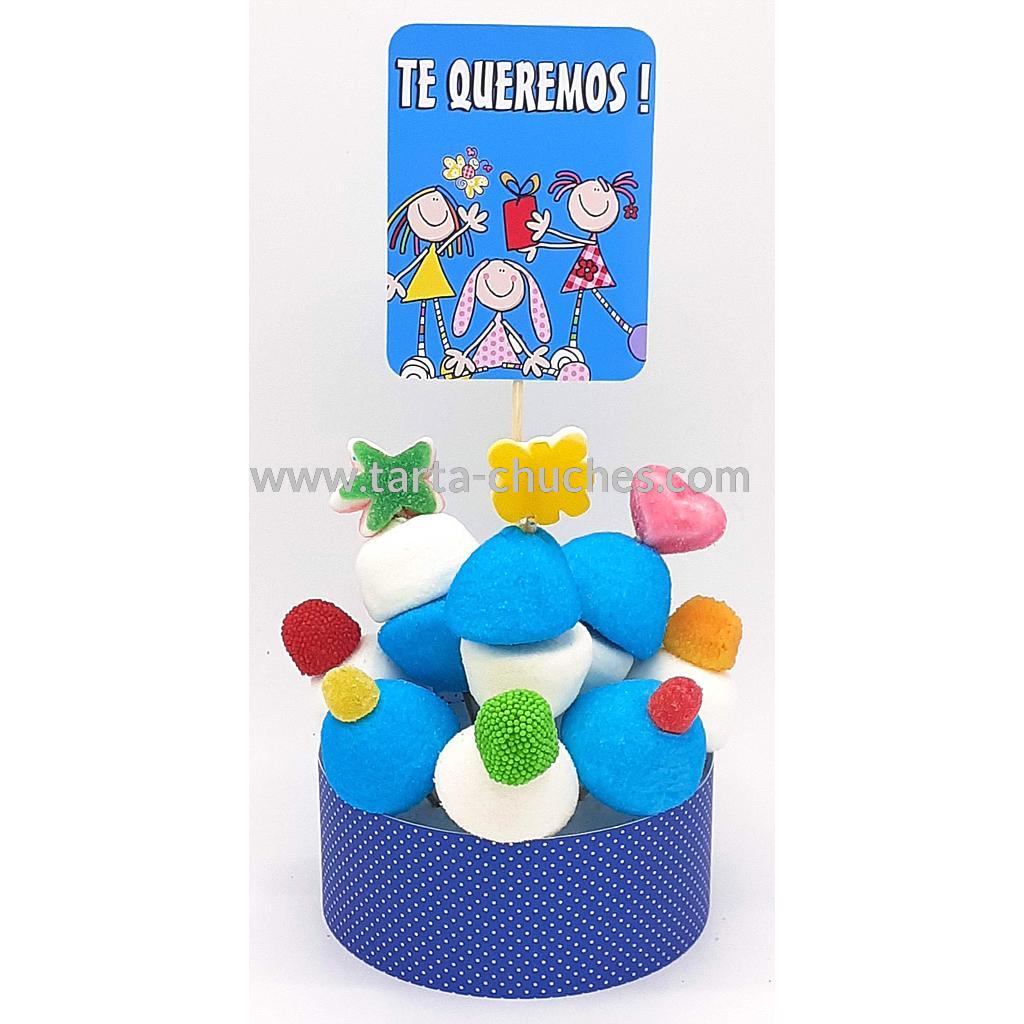 Tarta Chuches Mini Alta "Te queremos" Azul-Azul