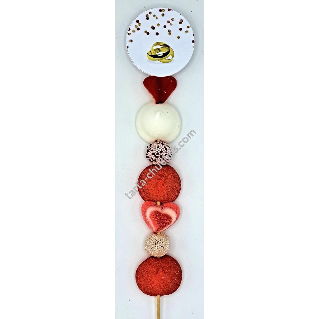 Brocheta Chuches Boda Rojo-Blanco