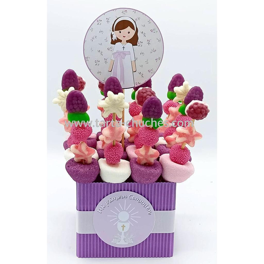 Centro 16 Mini Brochetas Chuches Comunion Niña Malva
