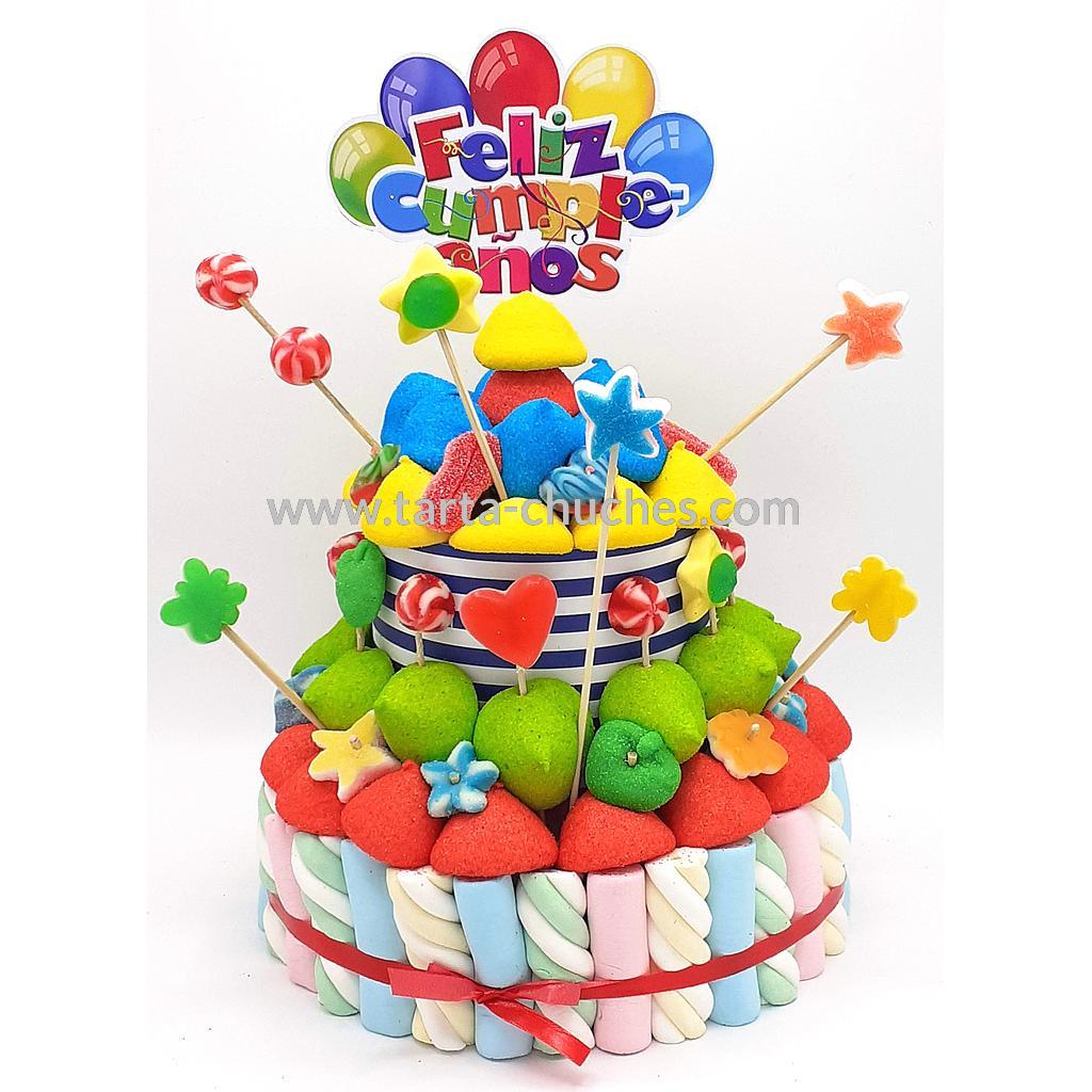 Tarta Chuches Mediana "Feliz cumpleaños" Multicolor