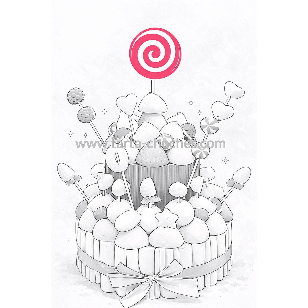 Tarta Chuches Mediana Globos Rojo-Blanco (6 opciones)