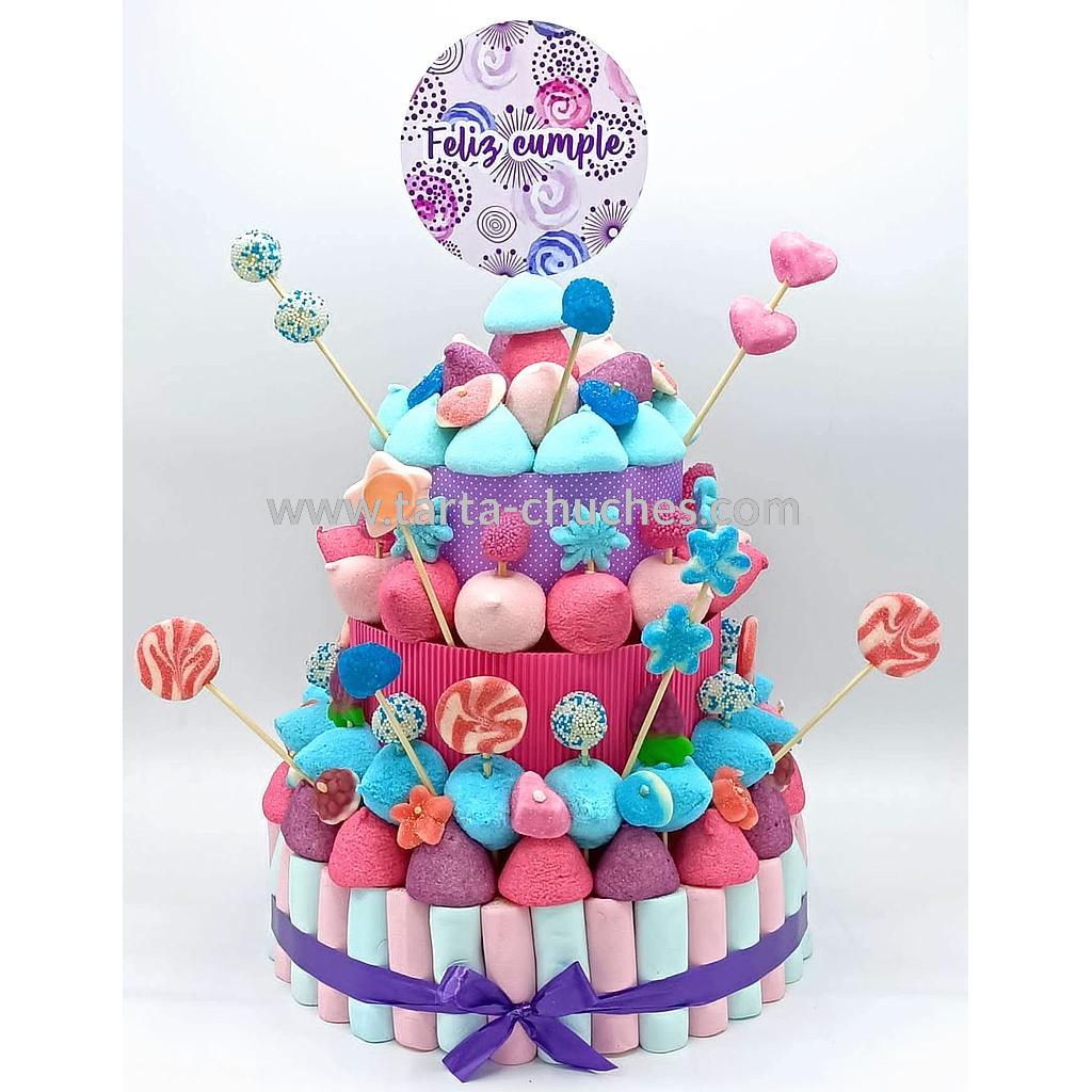 Tarta Chuches Grande Rosa-Morado-Azul (6 opciones)