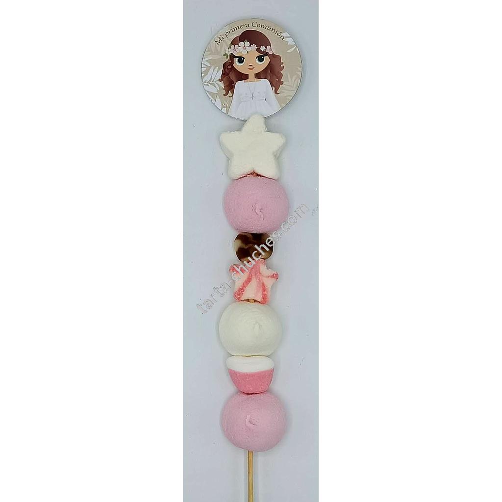Brocheta Chuches Comunion Niña Rustica Rosa-Beis