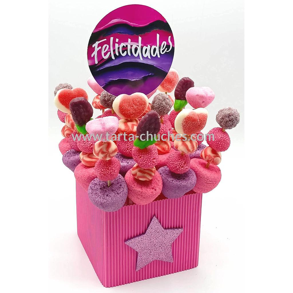 Centro 16 Mini Brochetas Chuches Ondas Rosa-Morado (Abrir para seleccionar mensaje)