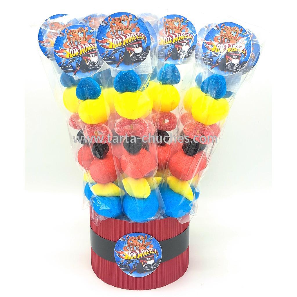 Cubo 20 Brochetas Chuches Hot Wheels