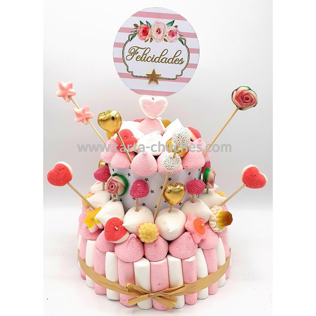 Tarta Chuches Mediana Rosa-Dorado (6 opciones)