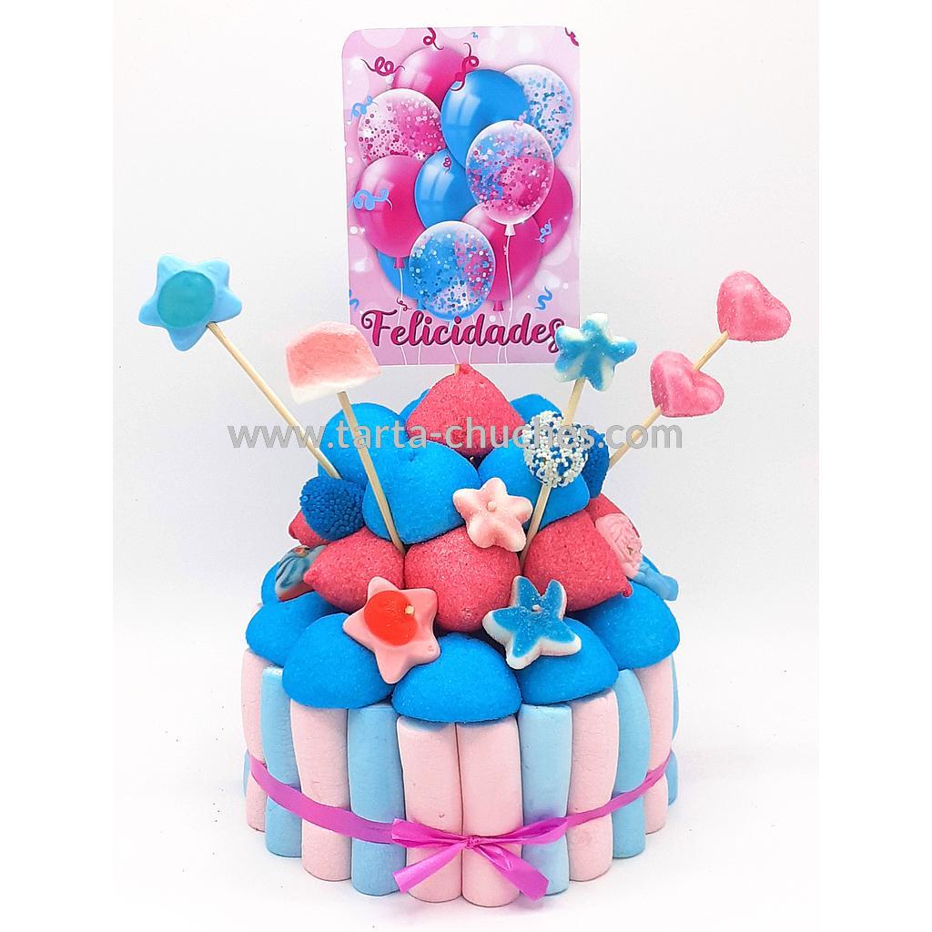 Tarta Chuches Pequeña "Felicidades" Rosa-Azul
