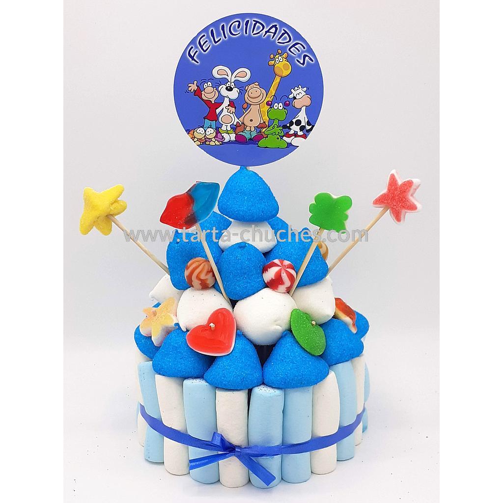 Tarta Chuches Pequeña &quot;Felicidades&quot; Azul