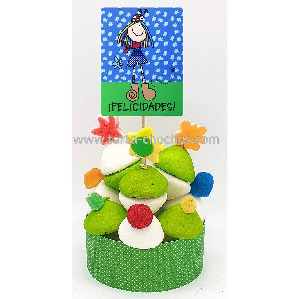 Tarta Chuches Mini Alta "Felicidades" Verde-Azul