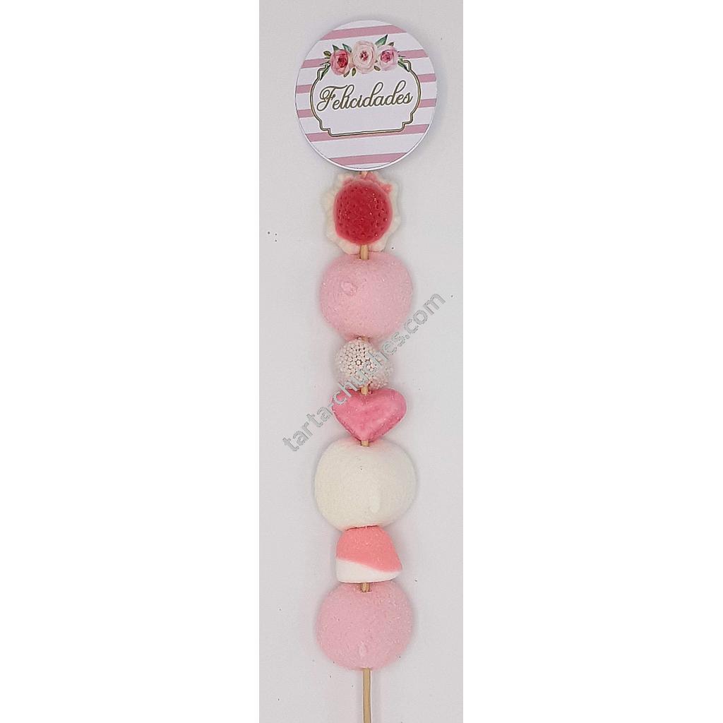 Brocheta Chuches "Felicidades" Rosa-Dorado