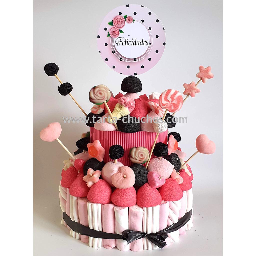 Tarta Chuches Mediana Rosa-Negro (6 opciones)