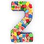 Numero con Chuches "2" años Multicolor