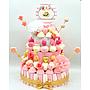 Tarta Chuches Grande Boda Rosa-Blanco-Dorado Anillos